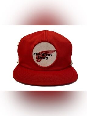Vintage Denim Trucker Hat Red Wing Shoes Snapback Made in USA Rare Red